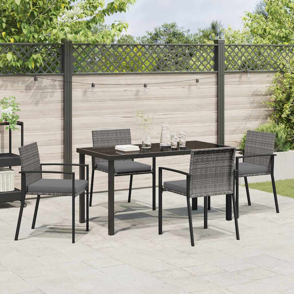 Garden Dining Set 5 pcs Grey Poly rattan