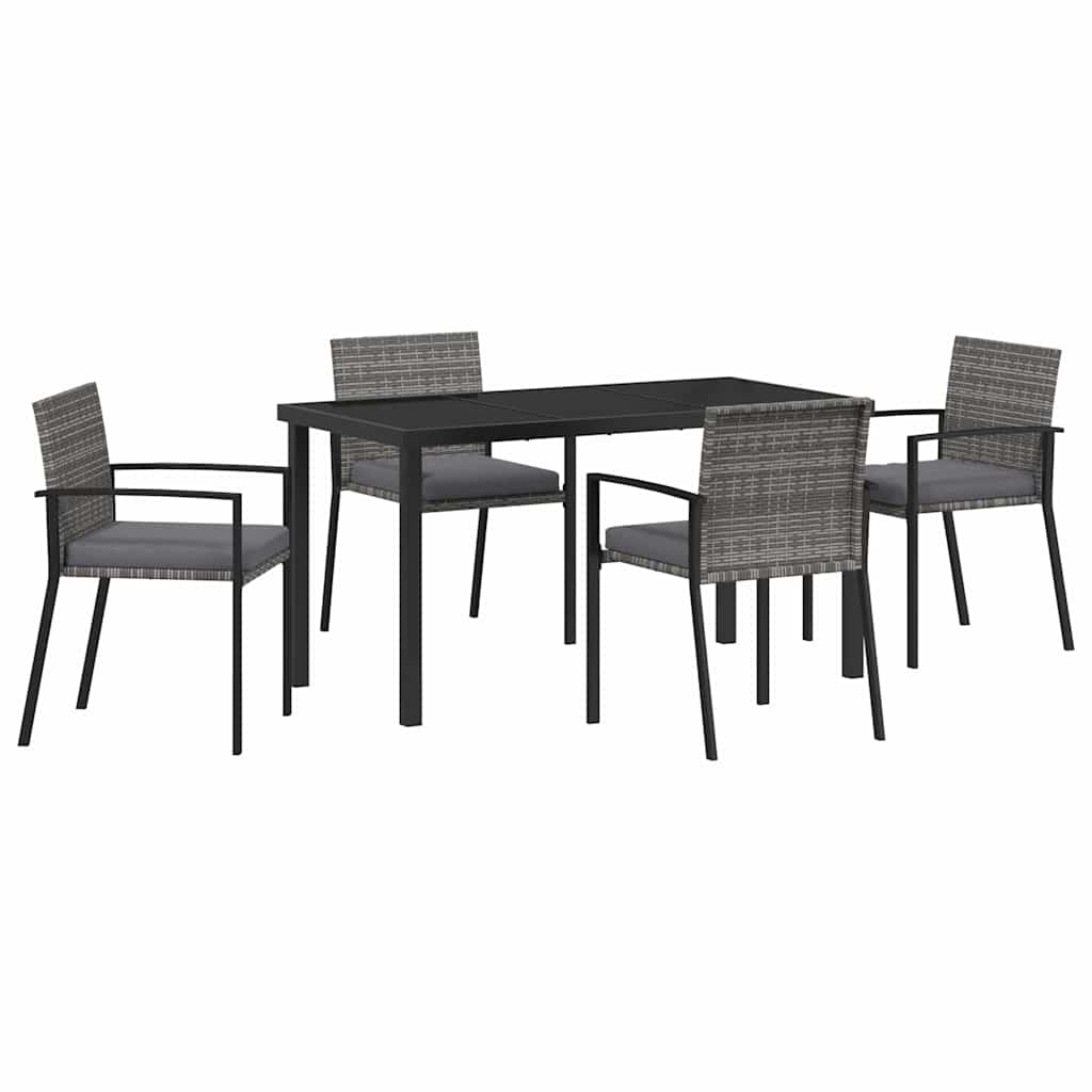 Garden Dining Set 5 pcs Grey Poly rattan