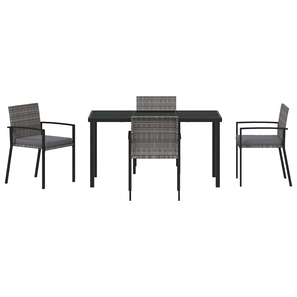 Garden Dining Set 5 pcs Grey Poly rattan