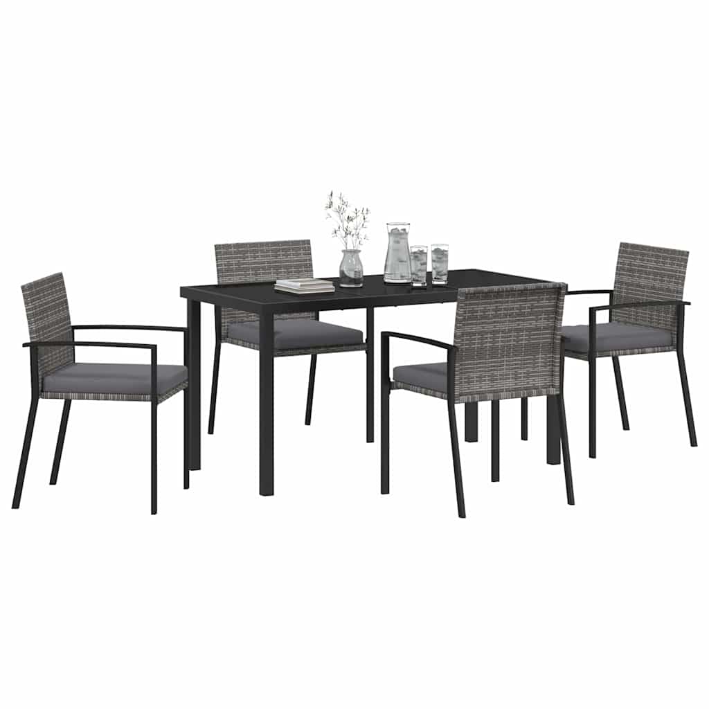Garden Dining Set 5 pcs Grey Poly rattan