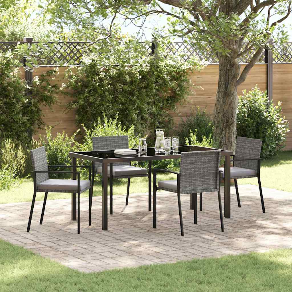 Garden Dining Set 5 pcs Grey Poly rattan