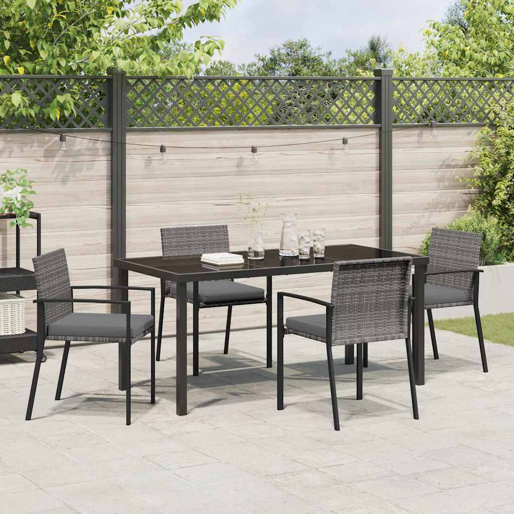 Garden Dining Set 5 pcs Grey Poly rattan