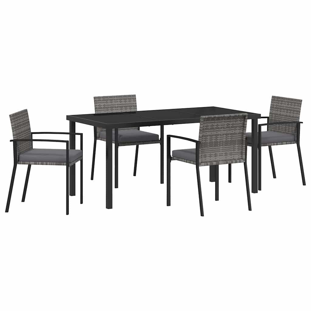 Garden Dining Set 5 pcs Grey Poly rattan