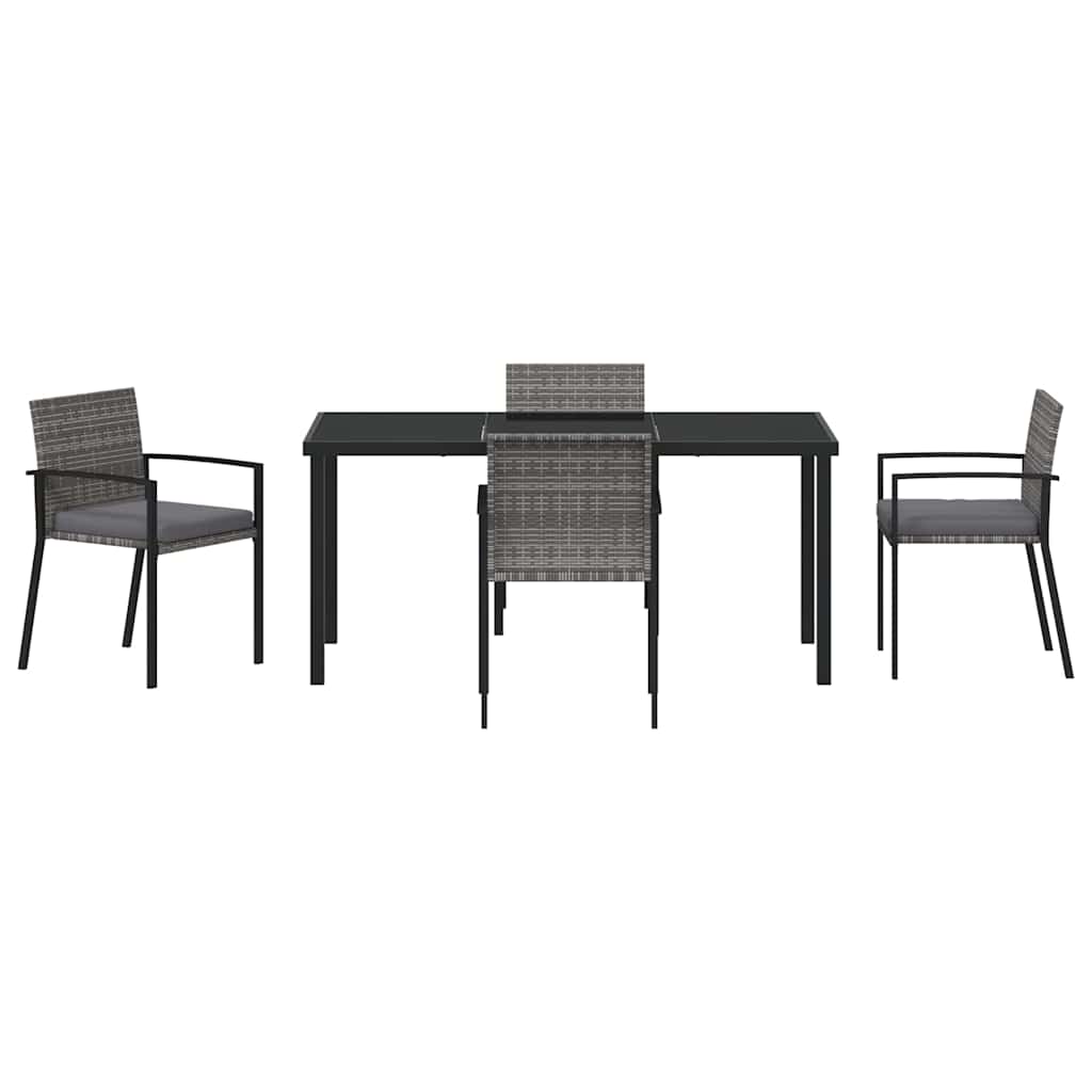 Garden Dining Set 5 pcs Grey Poly rattan