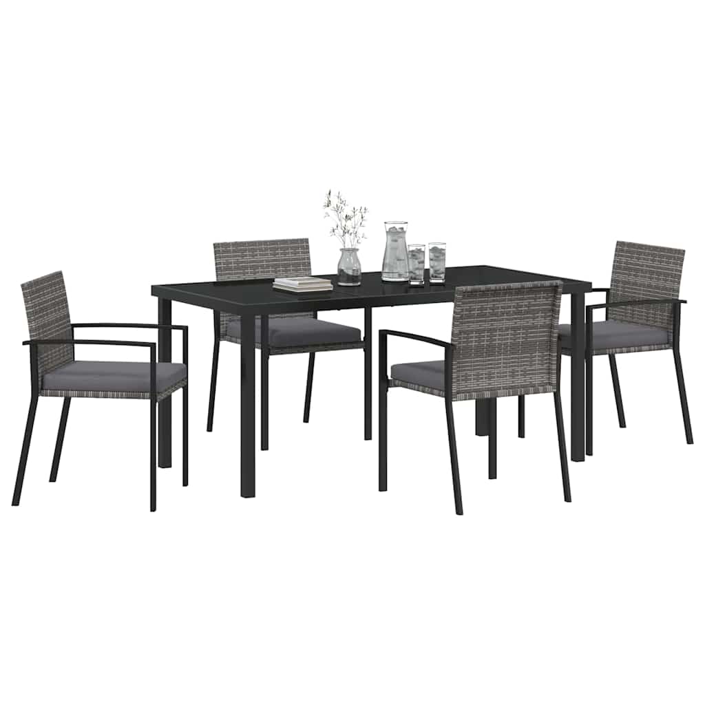 Garden Dining Set 5 pcs Grey Poly rattan