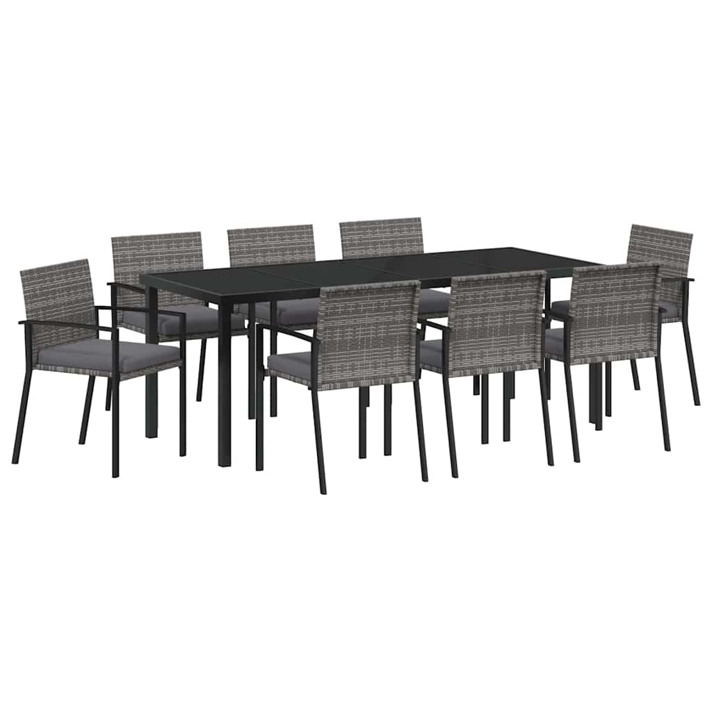 Garden Dining Set 9 pcs Grey Powder-Coated Steel