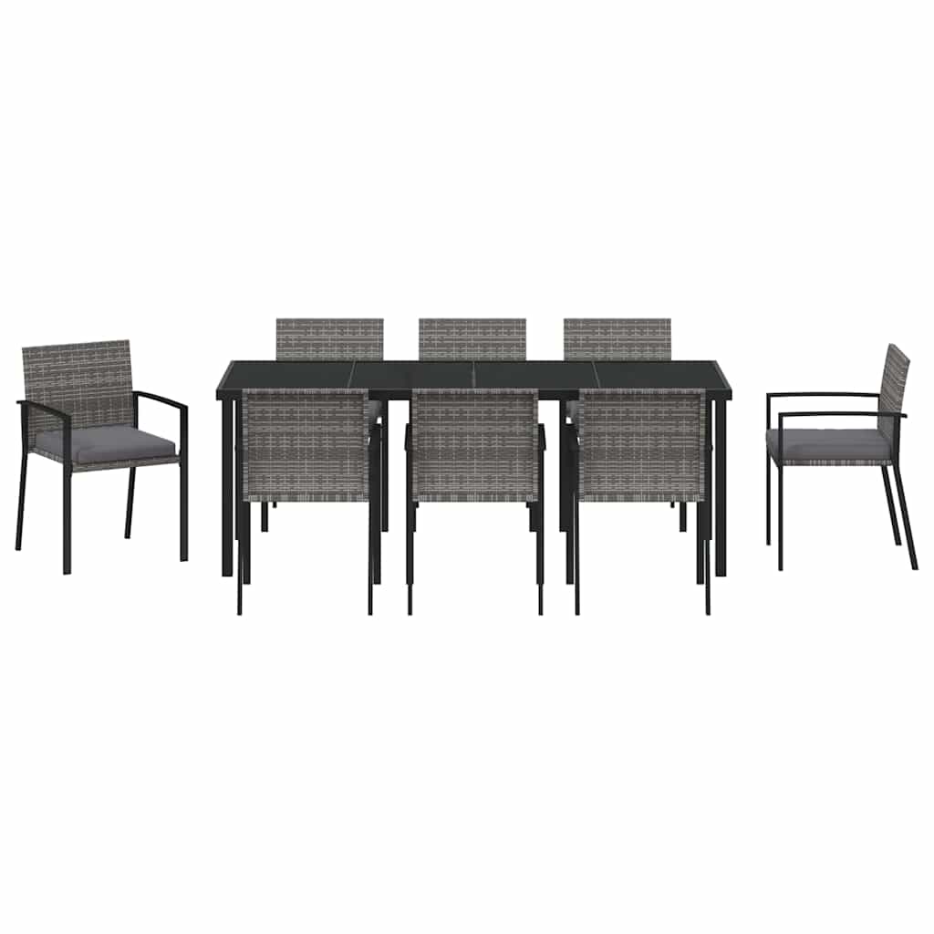 Garden Dining Set 9 pcs Grey Powder-Coated Steel