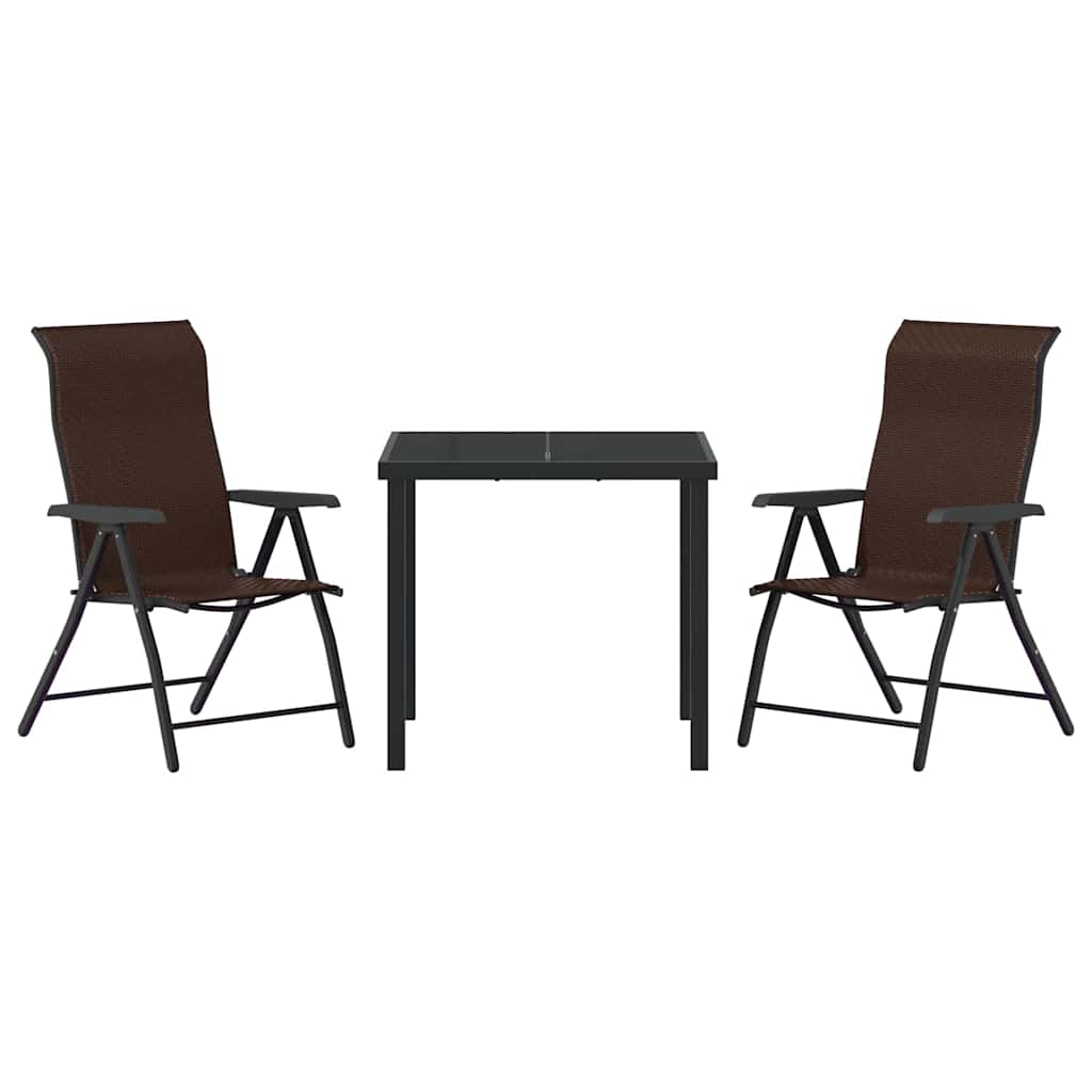 Garden Dining Set Height-Adjustable 3 pcs Brown Poly rattan