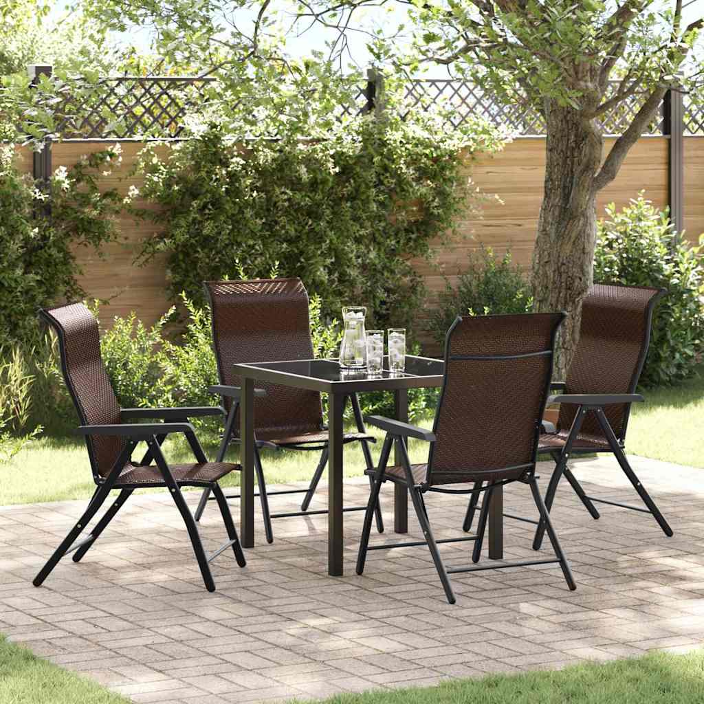 Garden Dining Set Height-Adjustable 5 pcs Brown Poly rattan