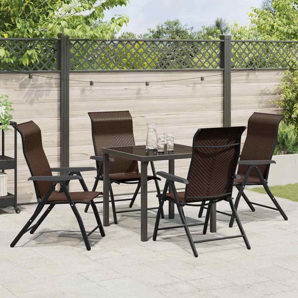 Garden Dining Set Height-Adjustable 5 pcs Brown Poly rattan