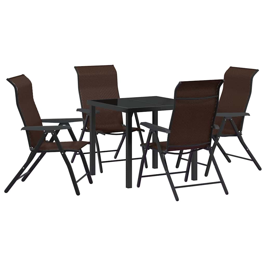 Garden Dining Set Height-Adjustable 5 pcs Brown Poly rattan