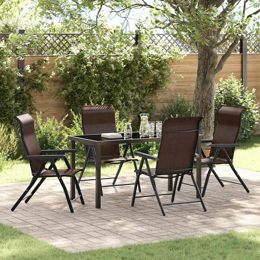 Garden Dining Set Height-Adjustable 5 pcs Brown Poly rattan
