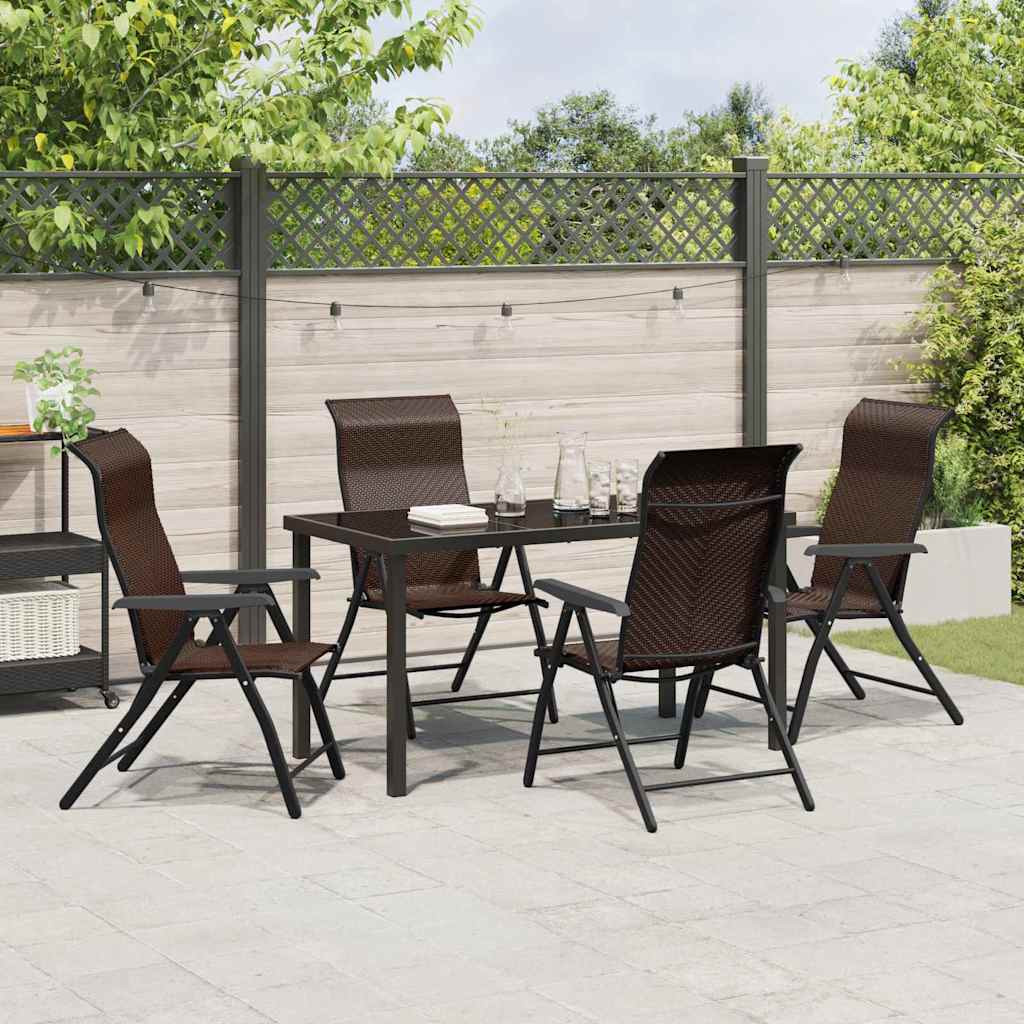 Garden Dining Set Height-Adjustable 5 pcs Brown Poly rattan