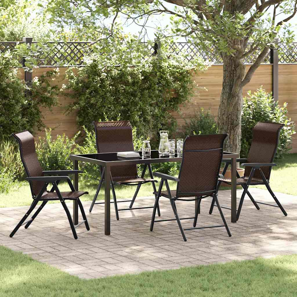 Garden Dining Set Height-Adjustable 5 pcs Brown Poly rattan