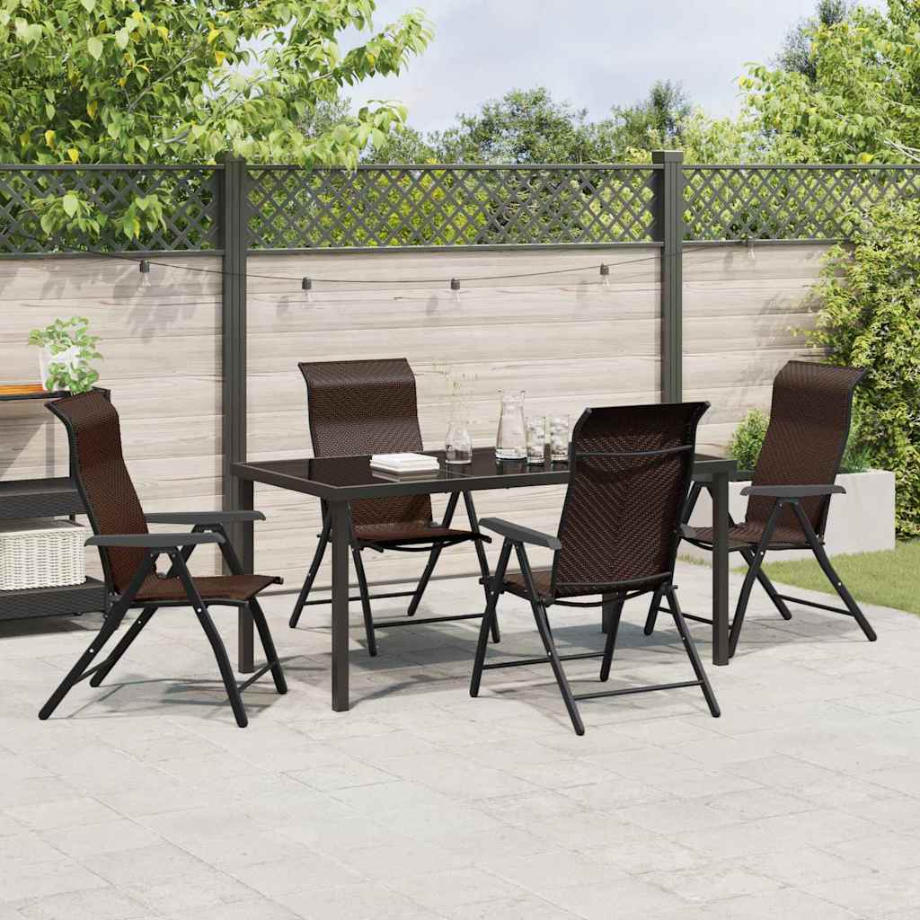 Garden Dining Set Height-Adjustable 5 pcs Brown Poly rattan