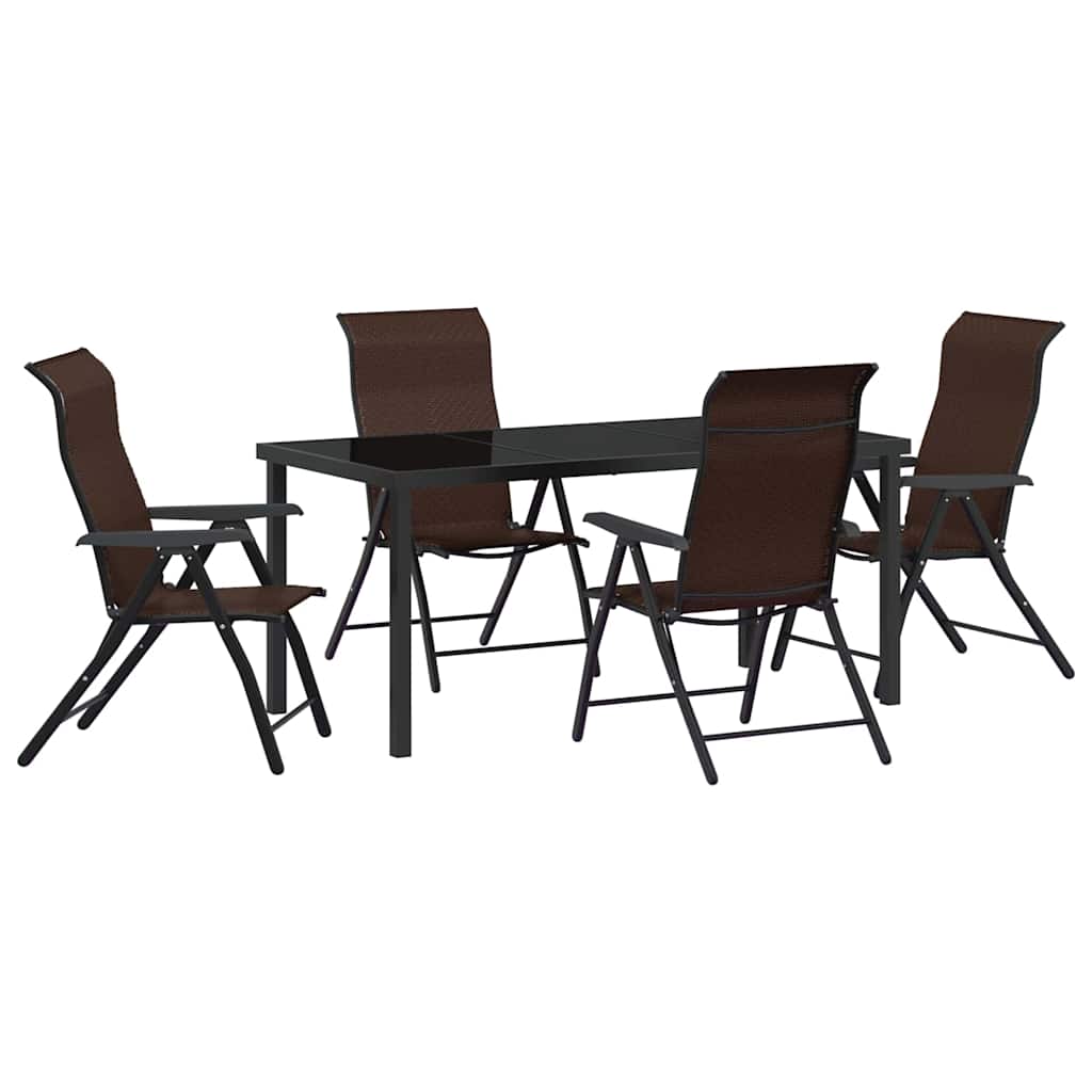 Garden Dining Set Height-Adjustable 5 pcs Brown Poly rattan