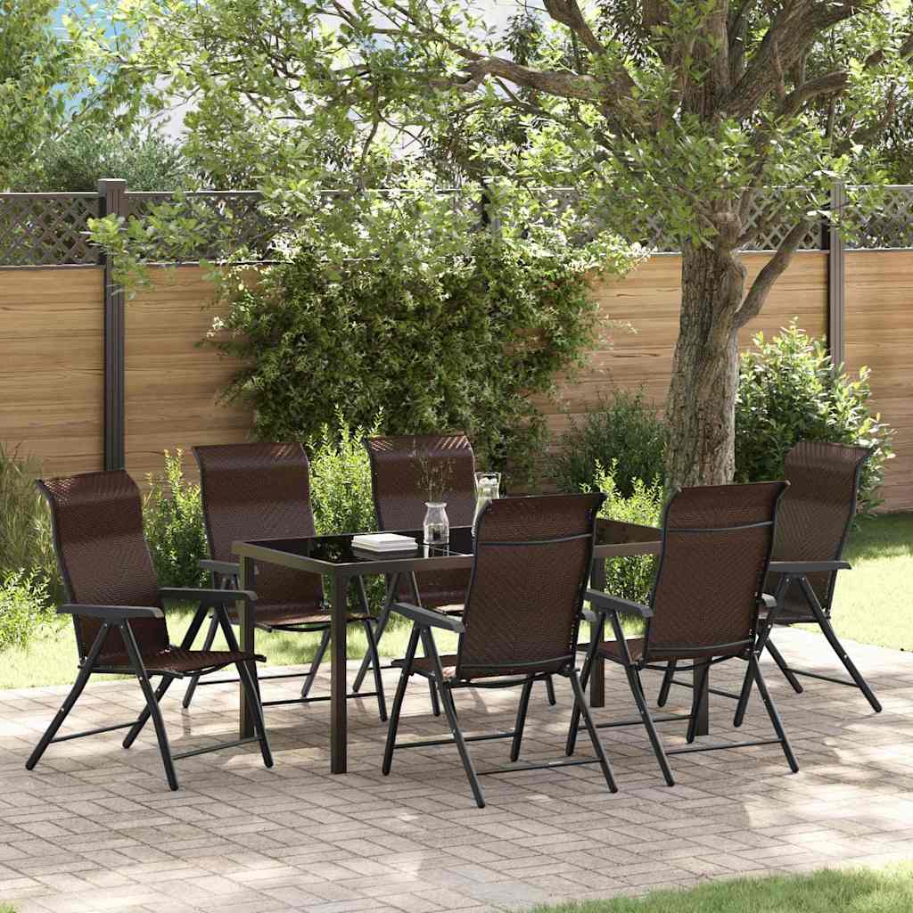 Garden Dining Set Height-Adjustable 7 pcs Brown Poly rattan