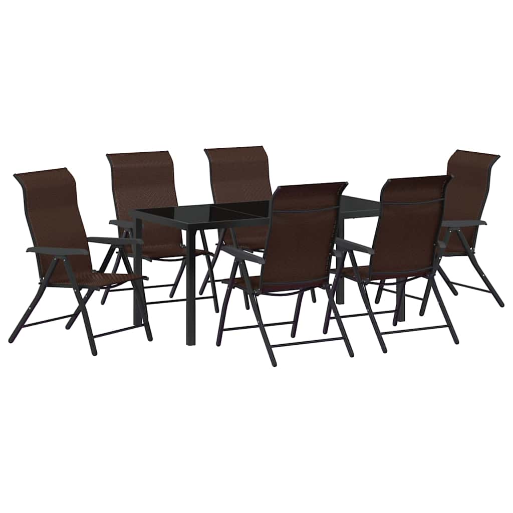 Garden Dining Set Height-Adjustable 7 pcs Brown Poly rattan