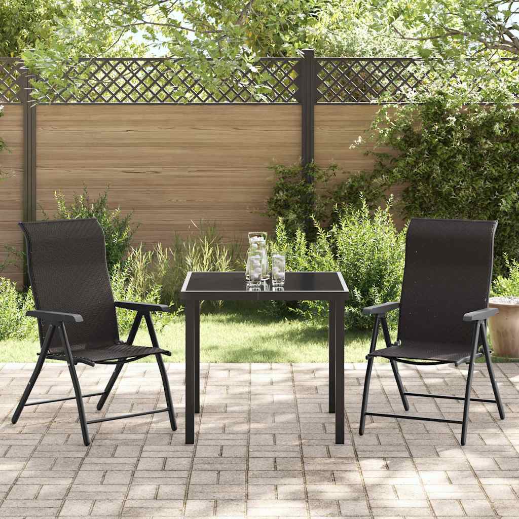 Garden Dining Set 3 pcs Black coffee Poly rattan
