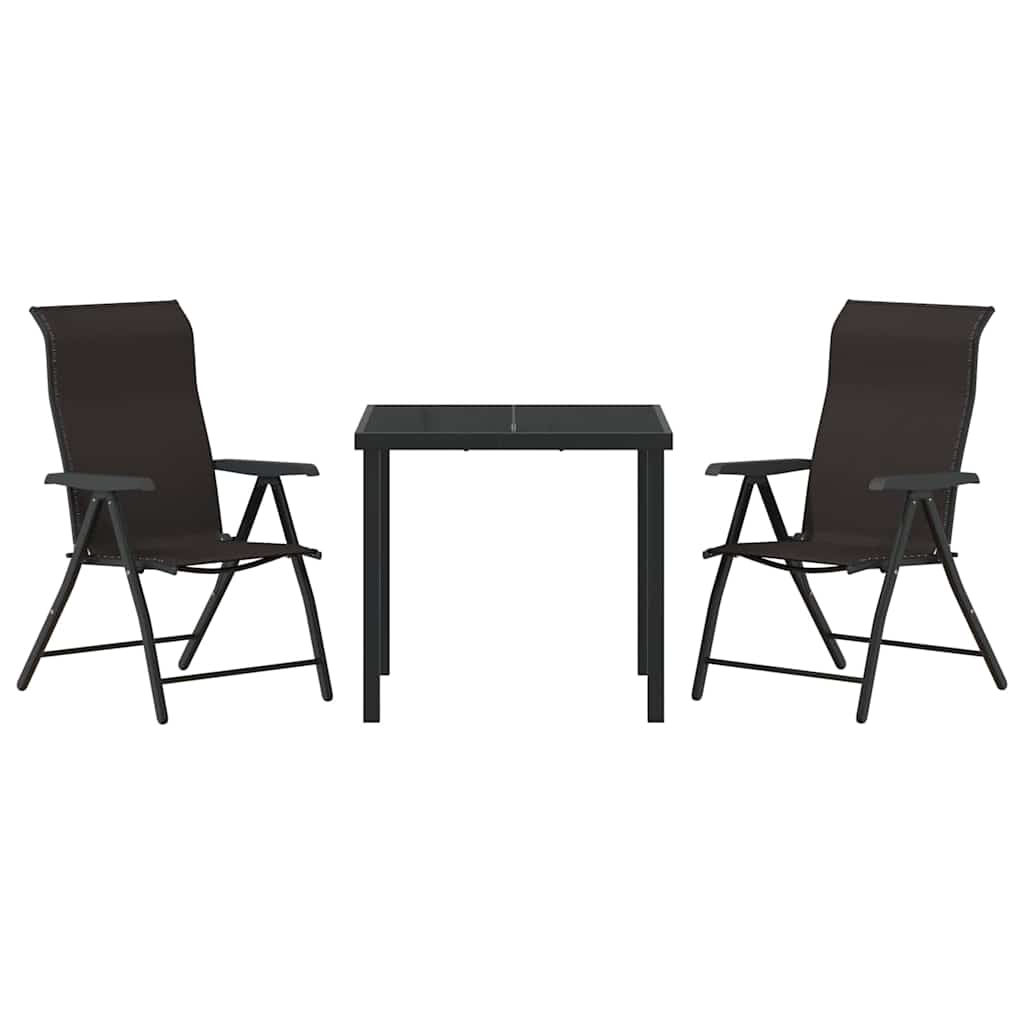 Garden Dining Set 3 pcs Black coffee Poly rattan
