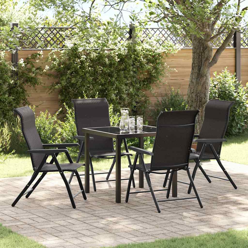 Garden Dining Set 5 pcs Black coffee Poly rattan