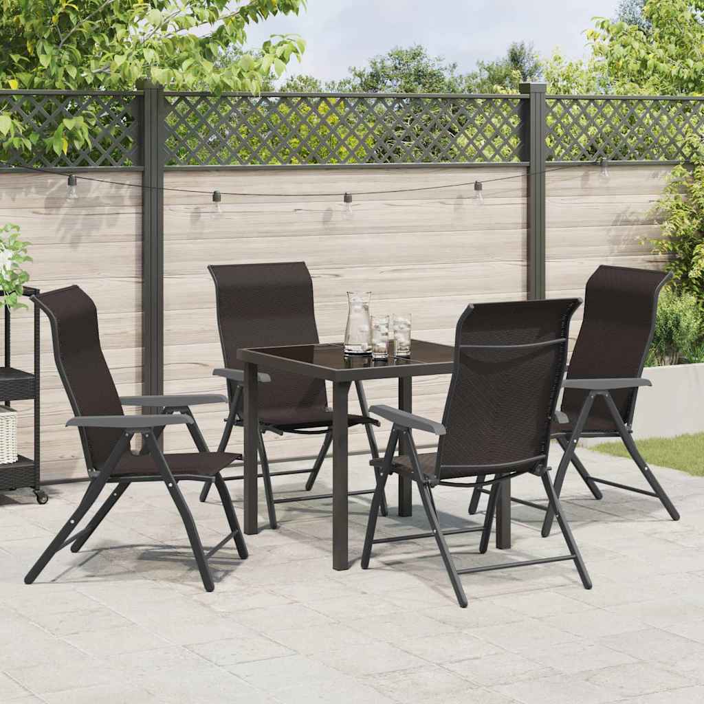 Garden Dining Set 5 pcs Black coffee Poly rattan