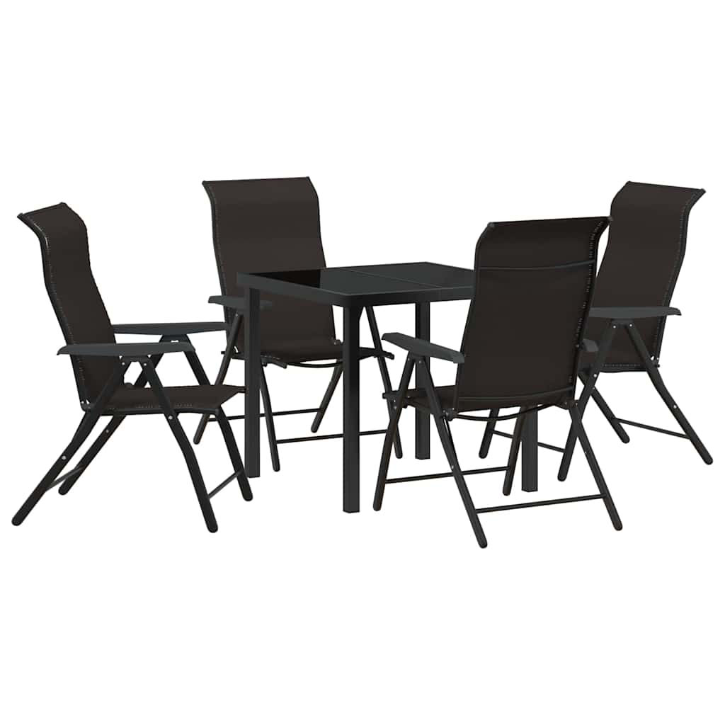 Garden Dining Set 5 pcs Black coffee Poly rattan