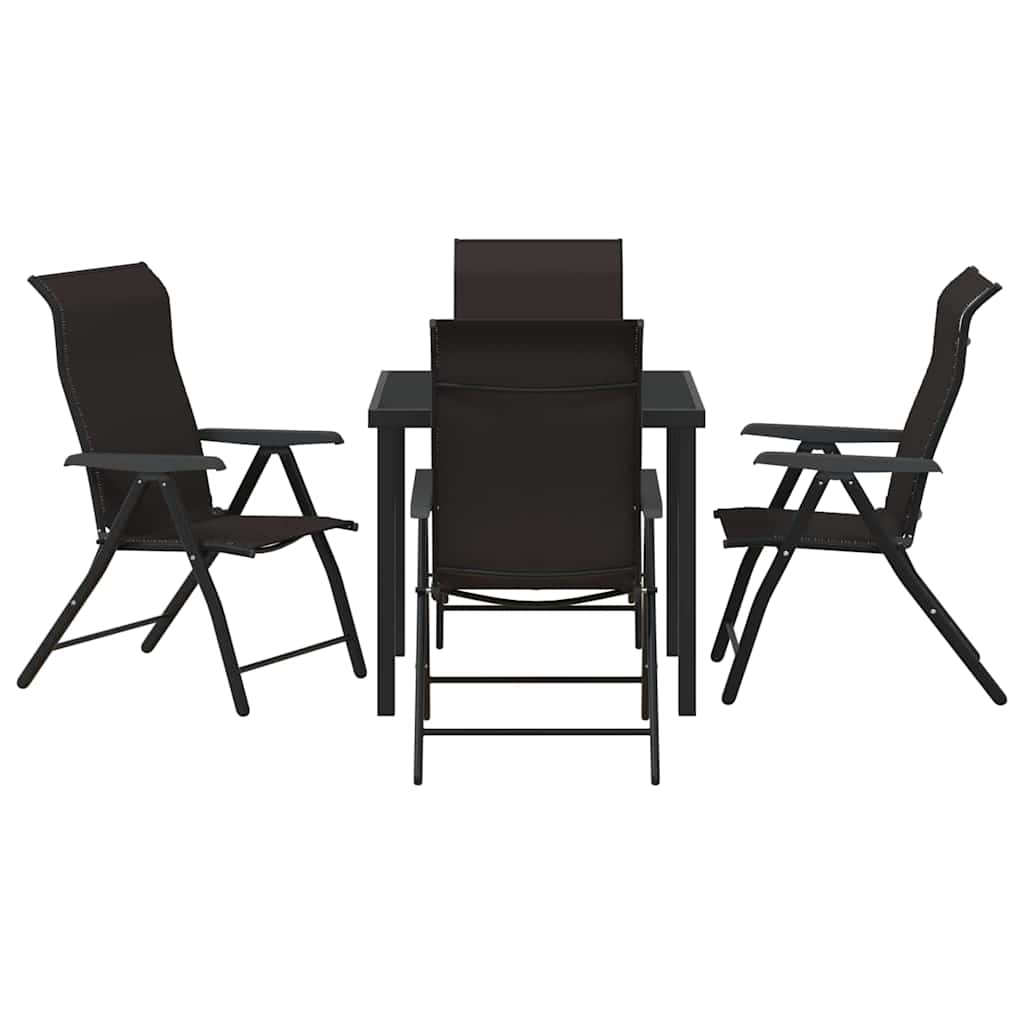Garden Dining Set 5 pcs Black coffee Poly rattan