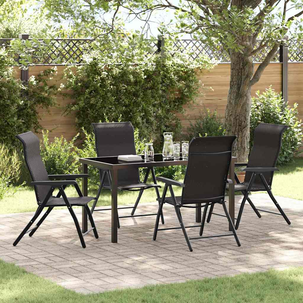 Garden Dining Set 5 pcs Black coffee Poly rattan