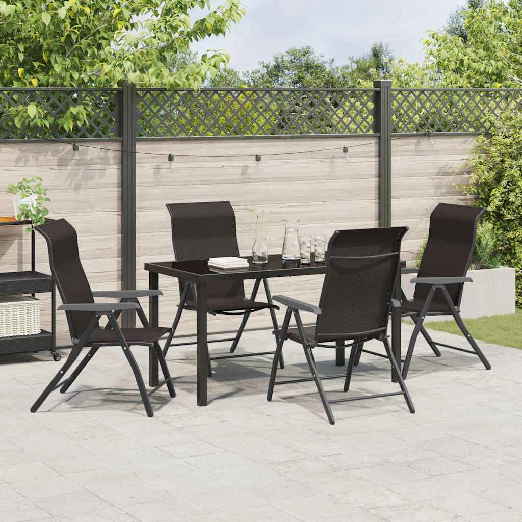 Garden Dining Set 5 pcs Black coffee Poly rattan