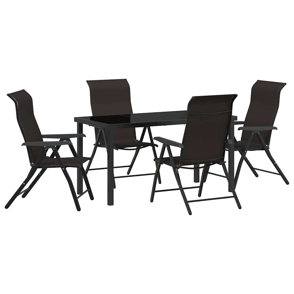 Garden Dining Set 5 pcs Black coffee Poly rattan