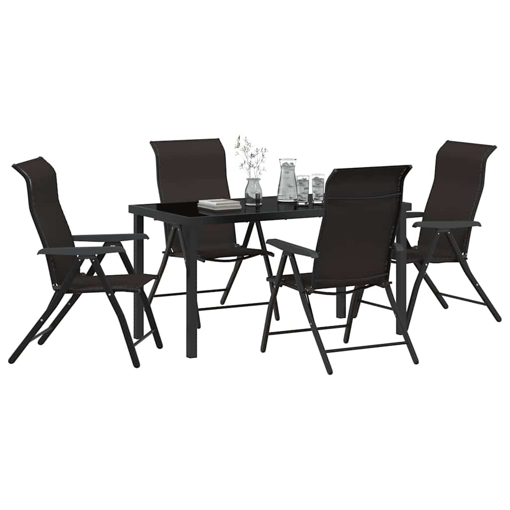Garden Dining Set 5 pcs Black coffee Poly rattan