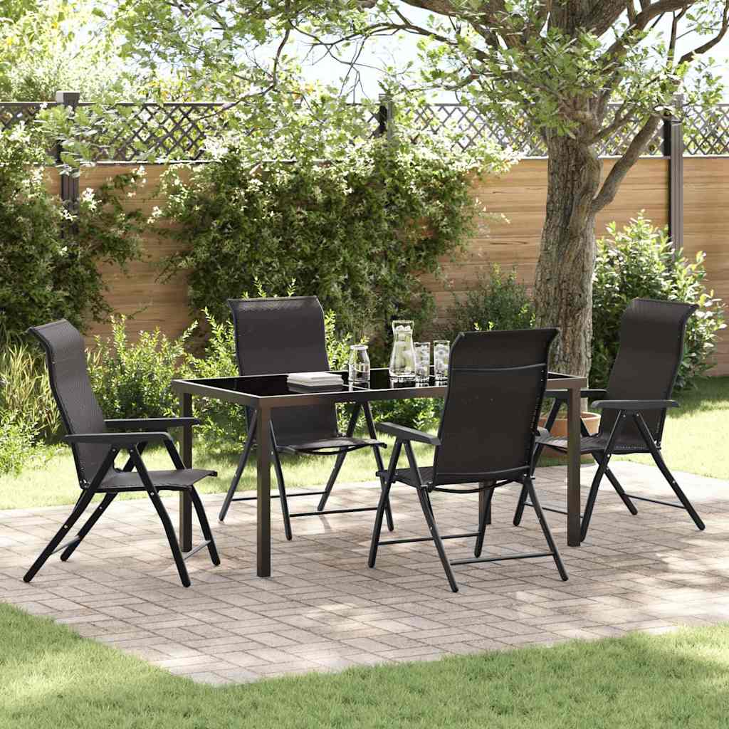 Garden Dining Set 5 pcs Black coffee Poly rattan