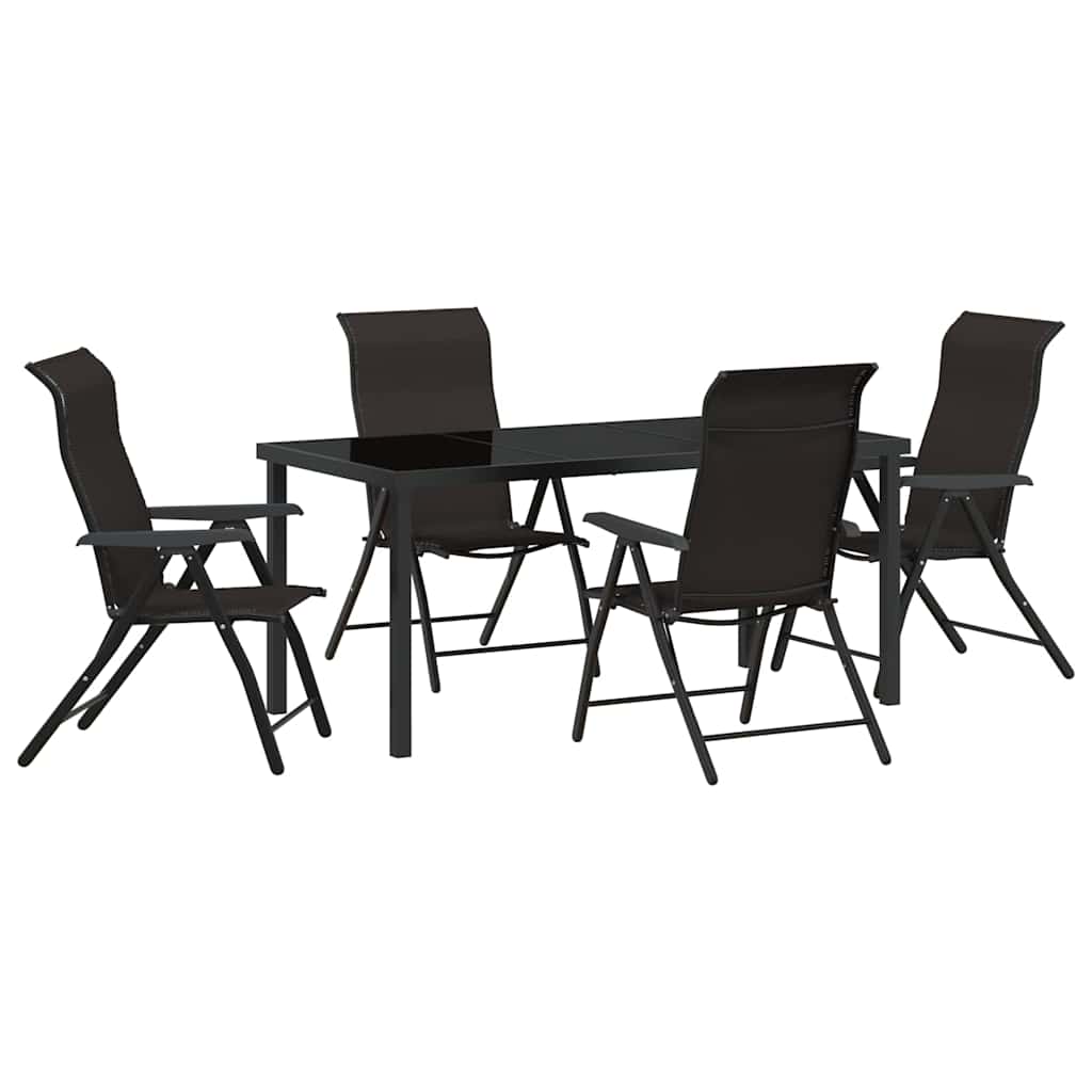 Garden Dining Set 5 pcs Black coffee Poly rattan