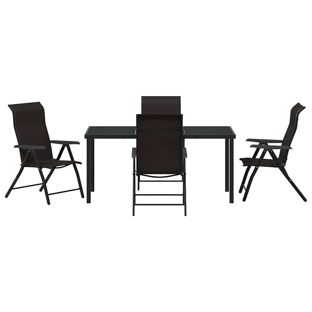 Garden Dining Set 5 pcs Black coffee Poly rattan