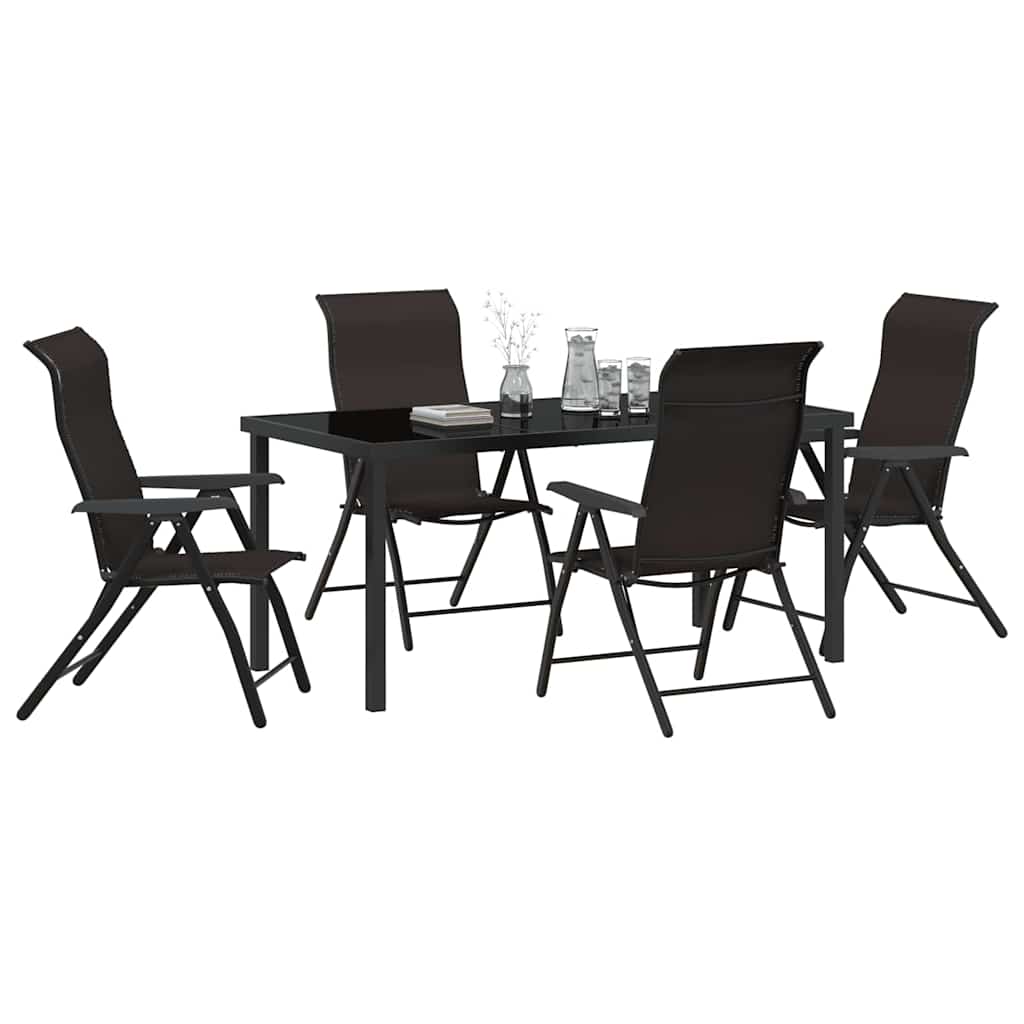 Garden Dining Set 5 pcs Black coffee Poly rattan