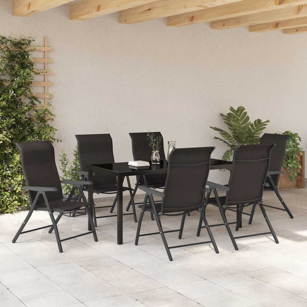 Garden Dining Set 7 pcs Black coffee Poly rattan
