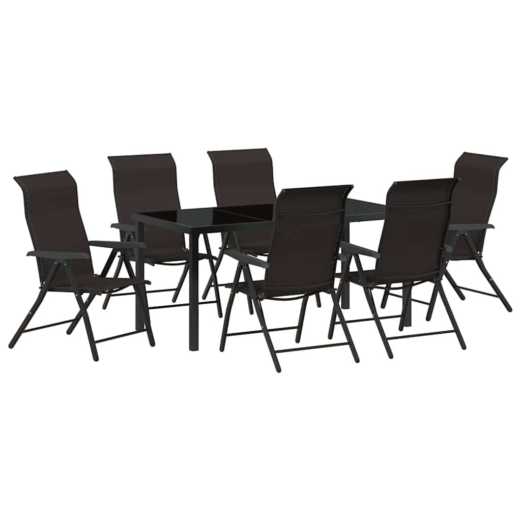 Garden Dining Set 7 pcs Black coffee Poly rattan