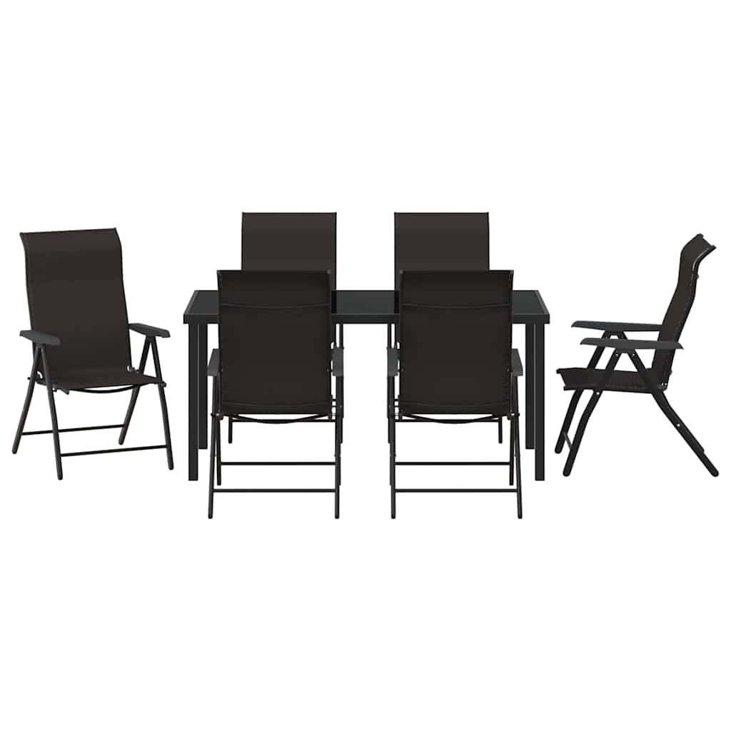 Garden Dining Set 7 pcs Black coffee Poly rattan