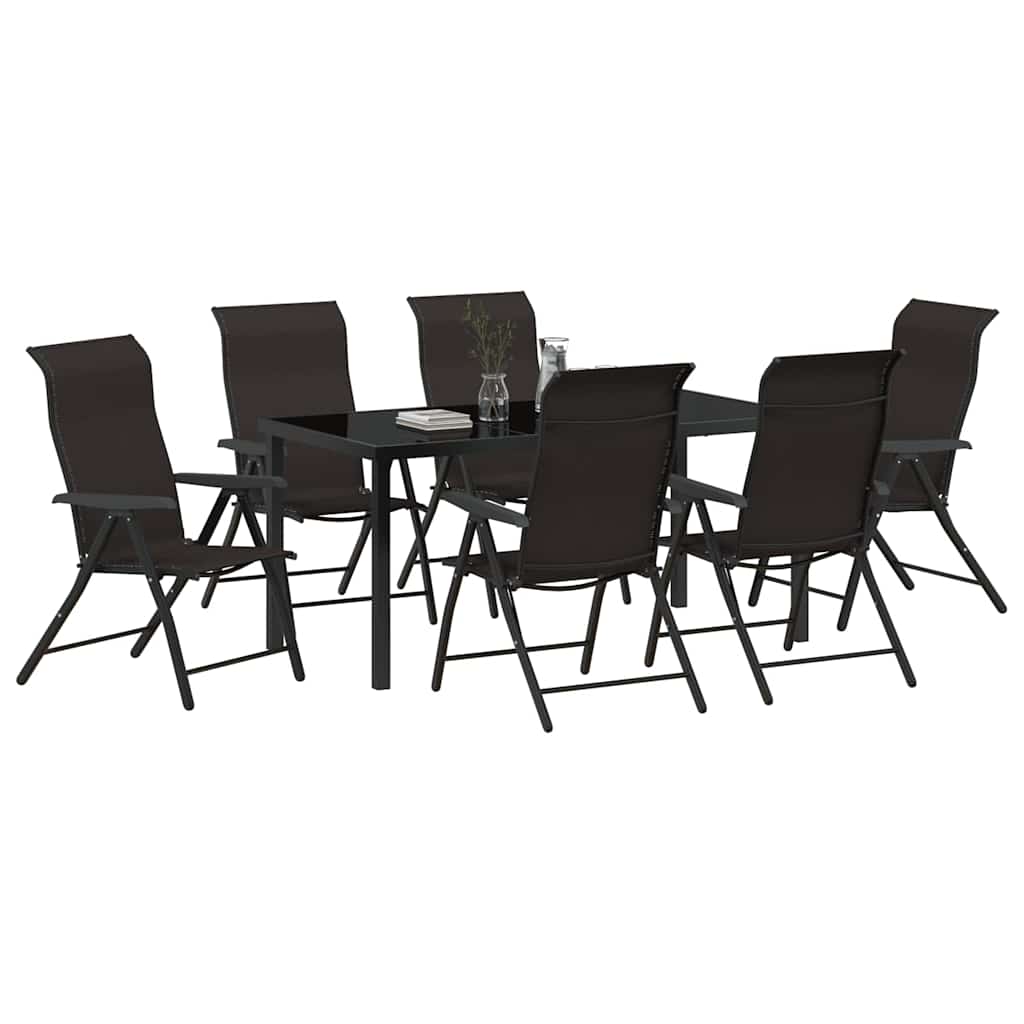 Garden Dining Set 7 pcs Black coffee Poly rattan