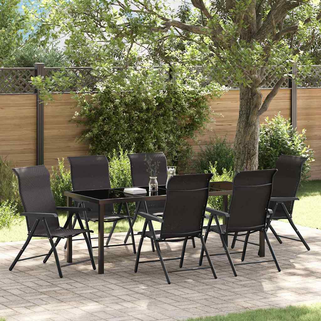 Garden Dining Set 7 pcs Black Coffee Powder-Coated Steel