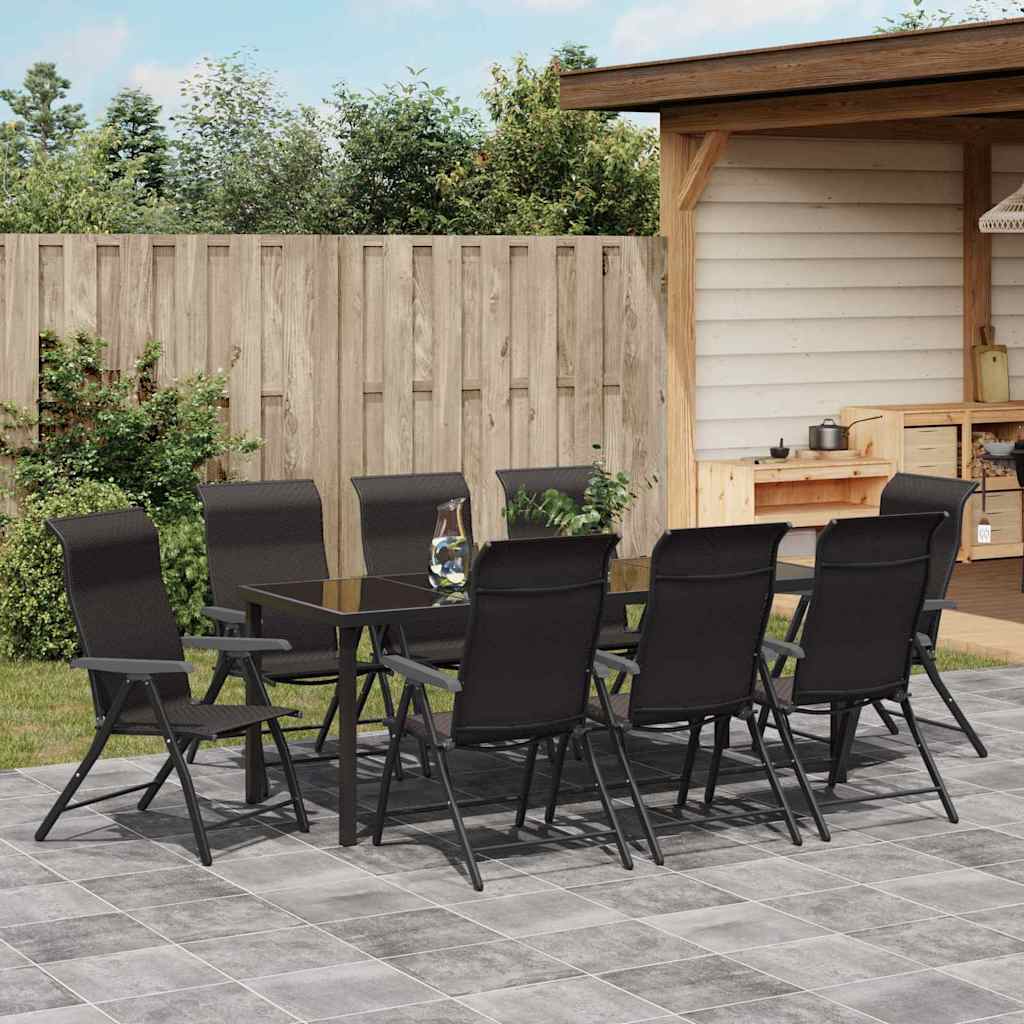 Garden Dining Set 9 pcs Black Coffee Powder-Coated Steel