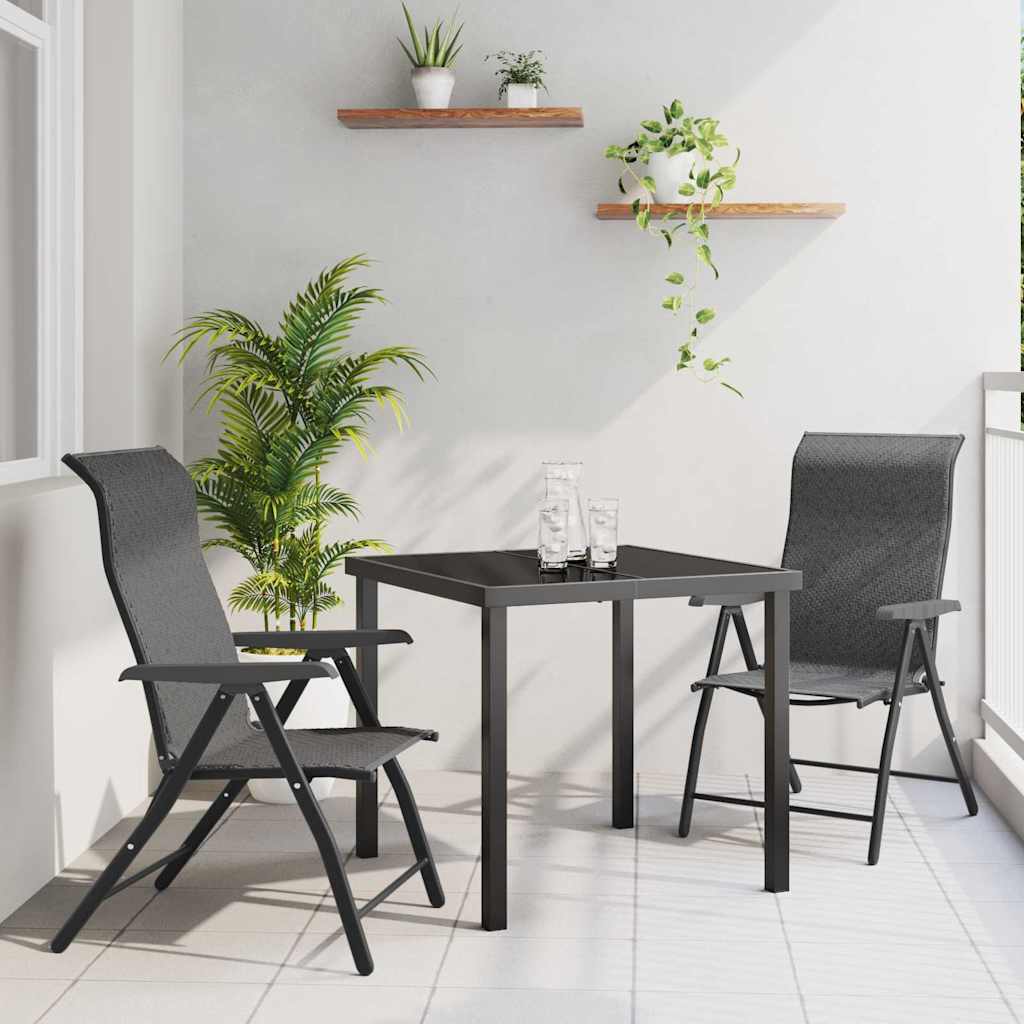 Garden Dining Set Height-Adjustable 3 pcs Grey Poly rattan