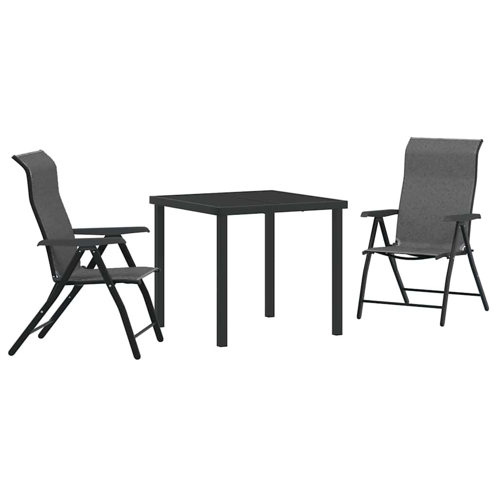 Garden Dining Set Height-Adjustable 3 pcs Grey Poly rattan