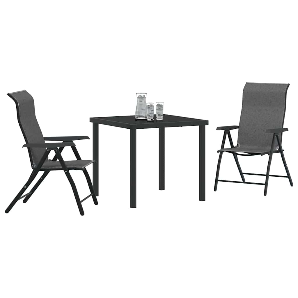 Garden Dining Set Height-Adjustable 3 pcs Grey Poly rattan