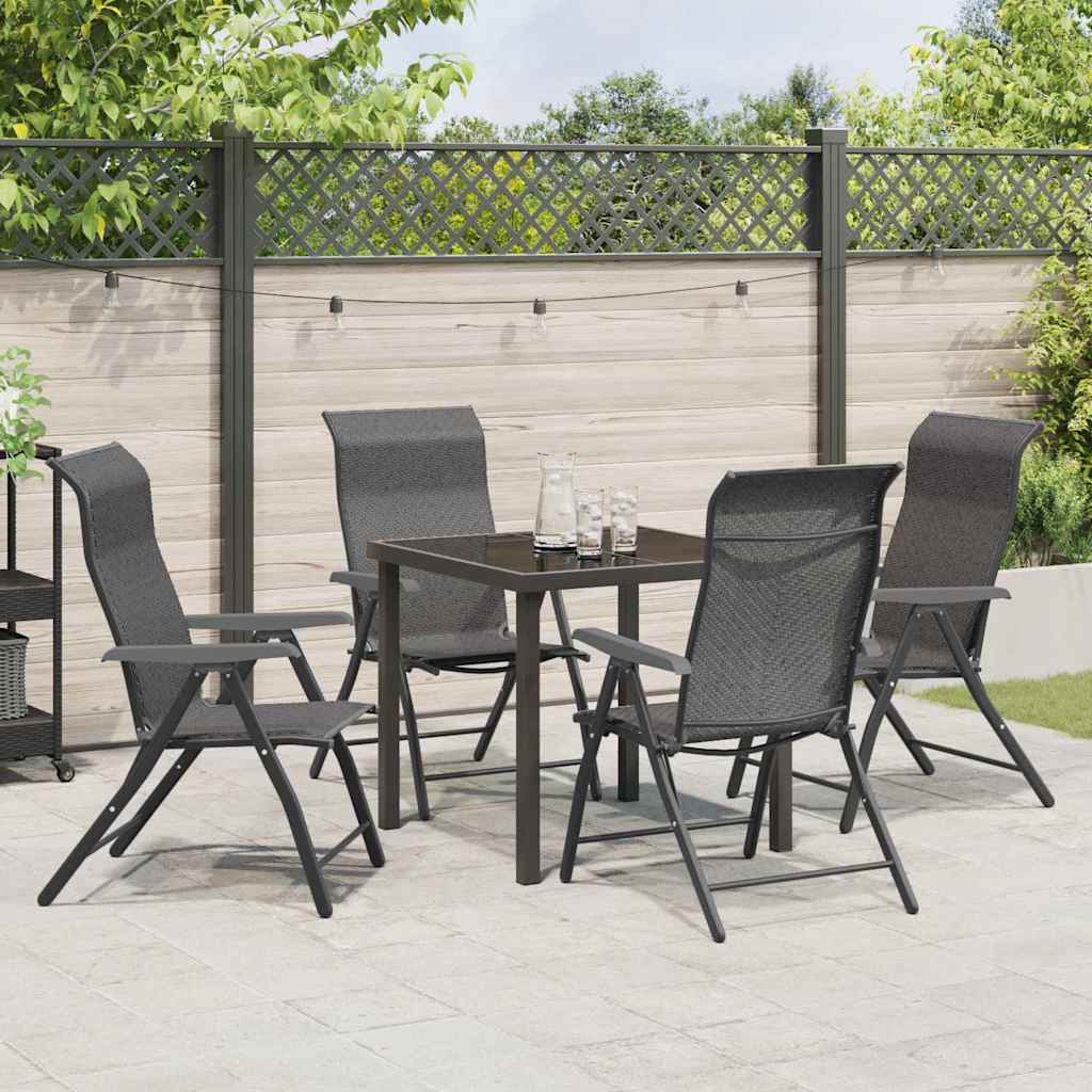 Garden Dining Set Height-Adjustable 5 pcs Grey Poly rattan