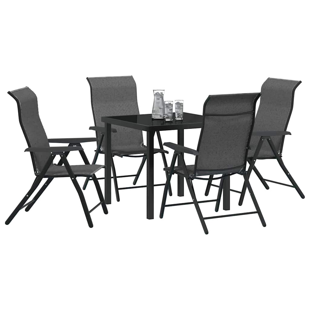 Garden Dining Set Height-Adjustable 5 pcs Grey Poly rattan