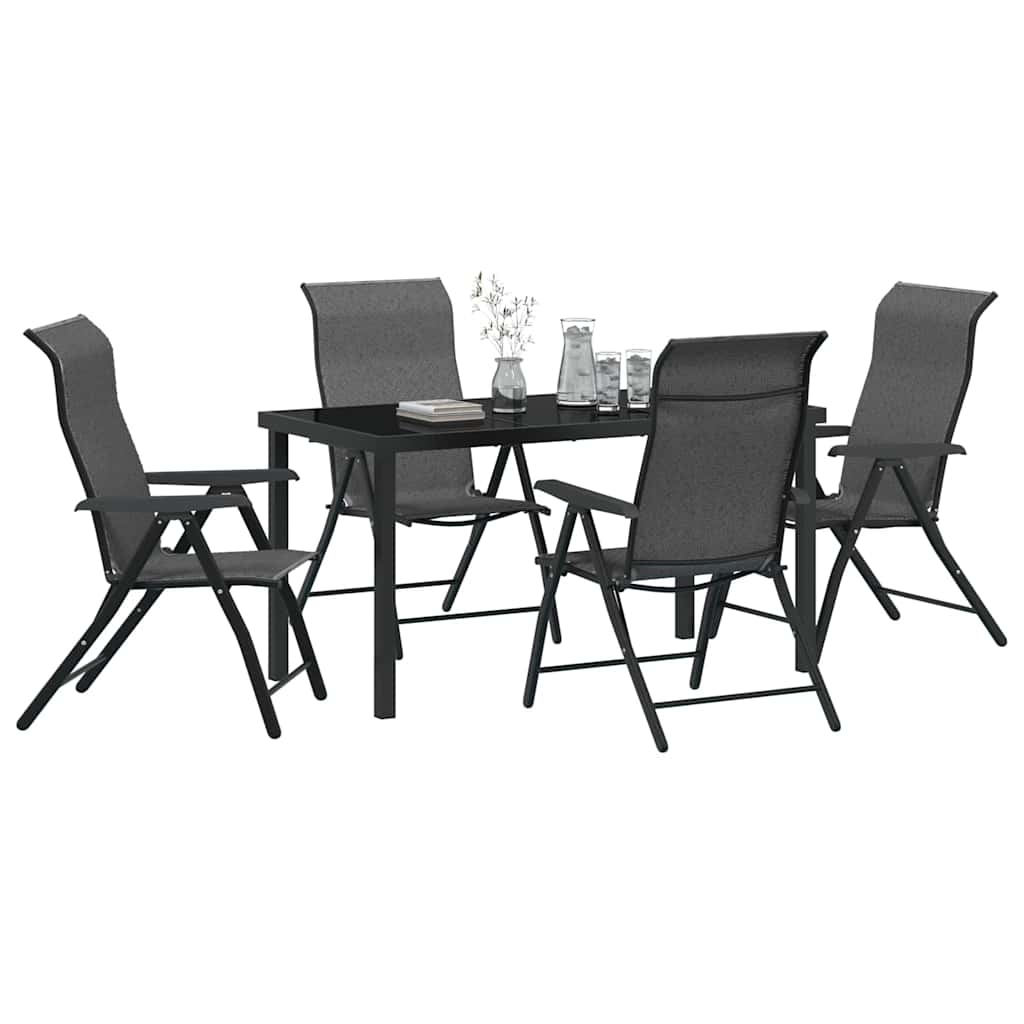 Garden Dining Set Height-Adjustable 5 pcs Grey Poly rattan