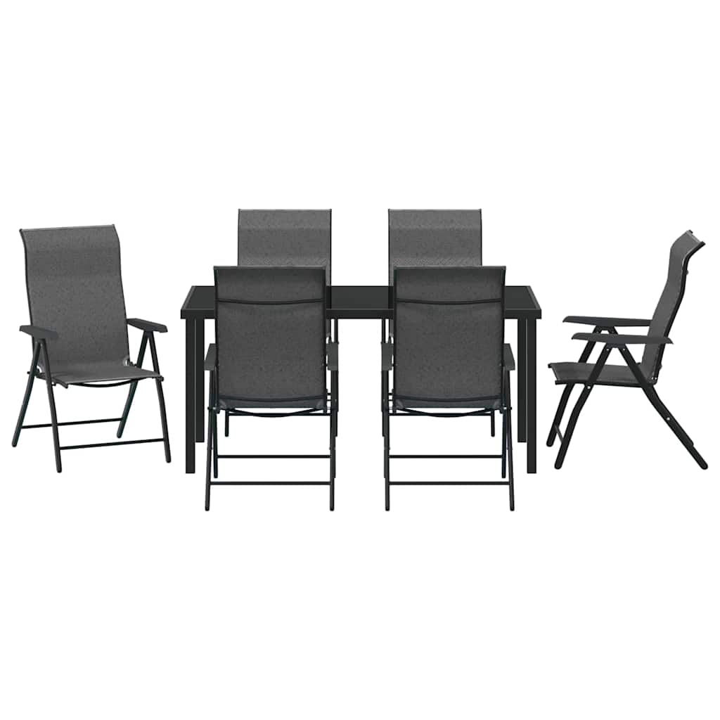 Garden Dining Set Height-Adjustable 7 pcs Grey Poly rattan