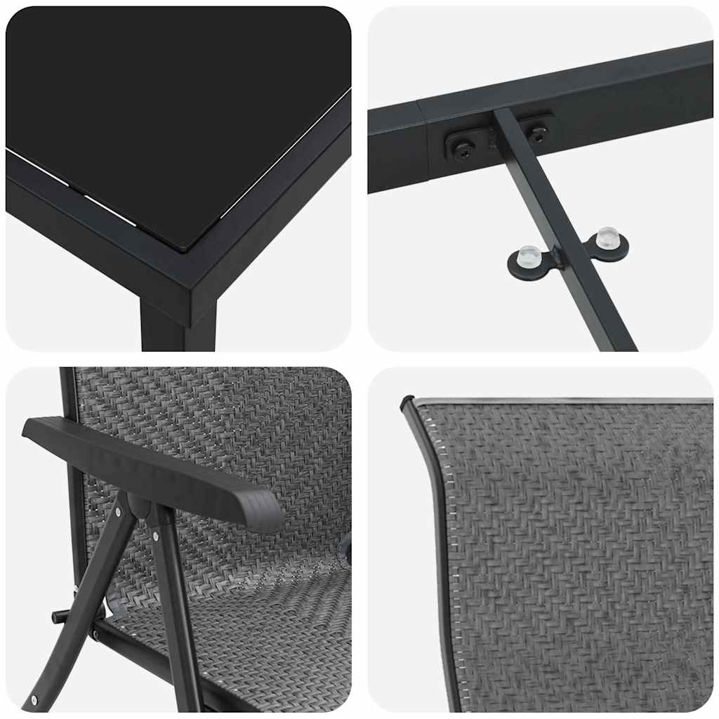 Garden Dining Set 9 pcs Grey Powder-Coated Steel